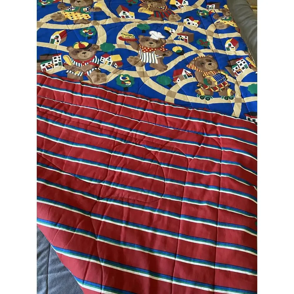 Children's Teddy Bear Themed Comforter with Colorful Track Design Full Size